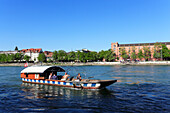 Boat on the River Rhein, Klein-Basel, Basel, Switzerland