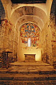 Pantocrator. Central apsis. Sant Climent de Taüll romanesque church. Boí valley. Pyrenees mountains. Catalonia. Spain.