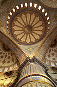 Dome and pillar of Blue Mosque (Sultan Ahmed mosque), Sultanahmet, Istanbul. Turkey