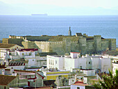 Castle of Guzmán el Bueno and Straits of Gibraltar, Tarifa. Cádiz province, Spain