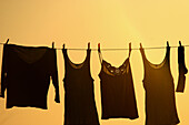 Drying cloths at sunset