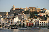 Harbour. Cathedral. Ibiza, Balearic Islands. Spain
