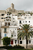 Cathedral and streets. Ibiza. Balearic Islands. Spain