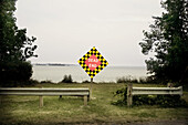 The end of the road at lake Ontario near Kingston. Ontario. Canada.