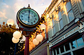 Falkenberg s clock in downtown Walla Walla at sunset. Washington. USA