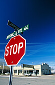 Route 66 sign (2448m-4000km long), Seligman. Arizona. USA