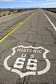 Route 66 in high California desert near Amboy on pavement