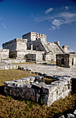 The castle (El Castillo). Mayan ruins. Tulum. Quintana Roo. Mexico.