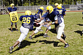 High School football practice action
