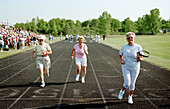 Senior Olympics, 60 year old women run the 50 yard dash