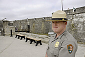 National Park Service Ranger at the fort Castillo de San Marcos in St Augustine Florida Fl
