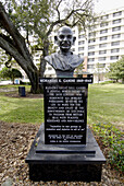 Statue Bust of Indian Mohandas Mahatma Gandi in Eola Park. Downtown Orlando. Florida. USA.