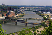 Bridges crossing the Monongahela River in the city of Pittsburgh Pennsylvania Pa USA