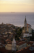The coastal city of Piran with the Cathedral of St. George, Slovenia