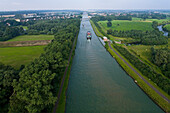 Luftbild, Region Hannover, Niedersachsen, Kaliberg Sehnde, Mittellandkanal, Abzweig, Zweigkanal Hildesheim, Morgennebel