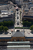 aerial, Hanover city centre, pedestrain zone from main railway station through to Kroepcke Square and the Market Church in the background, Lower Saxony, Hannover