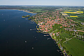 Aerial shot of Steinhude at Steinhude Lake, Lower Saxony, Germany