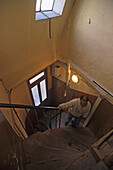 Service stairs, stairwell to attic flat, Paris, France
