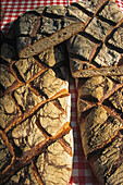 Knusprige Brote in der Bäckerei, Landbrot, Kruste, Paris, Frankreich