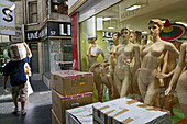 Shop window dummy, mannequin, Passage du Caire, realm of the window dressers, 2ieme Arrondissement, Paris France