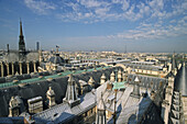 View from the roof of Palais de la Justice onto La Sainte Chapelle, Ile de la Cité, 1. Arrondissement, Paris, France, Europe