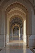 Oman Muscat Marble Corridor of arches in a Moschee in old city center