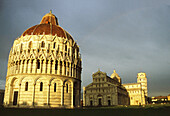 Baptistery, duomo and leaning tower. Pisa. Italy