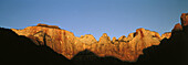 The West Temple and Towers of the Virgin. Zion Canyon. Zion National Park. Utah, USA