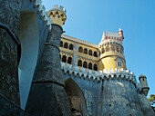 Castelo da Pena, Portuguese architecture in Romantic style, built in 1839. Sintra. Portugal