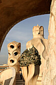 Roof chimneys of Milà House (aka La Pedrera, 1906-1912) by Gaudí, Passeig de Gràcia. Barcelona. Spain
