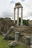 Corinthian columns of the Temple of Castor and Pollux. Roman Forum. Rome. Italy