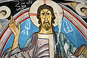 Pantocrator painting detail. Sant Climent de Taüll. Romanesque church (s. XII). Taüll. Alta Ribagorça. Lleida. Spain