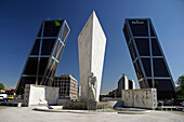 Torres Kio and Calvo Sotelo monument. Plaza de Castilla. Paseo de la Castellana. Madrid. Spain.