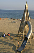 Toboggan at the beach. Barcelona. Catalonia. Spain.