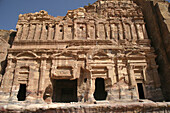 Sextus Florentinus Tomb, Nabataean royal stone tombs carved into the rock, Petra. Jordan