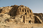 Nabataean royal stone tombs carved into the rock, Petra. Jordan