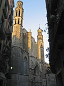 Church of Santa Maria del Mar built in Catalan gothic style (14th c.) by Berenguer de Montagut and Ramon Despuig seen from Argenteria street, Barcelona. Catalonia, Spain