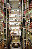 American flags. Manhattan shopping mall. New York City. USA
