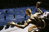 Ice skating in winter. Rockefeller Center. Manhattan. New York City. USA
