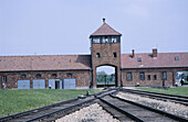 Entrence gate to Auschwitz concentration and extermination camp. Oswiecim. Poland