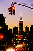 Empire State Building and traffic lights. New York City, USA