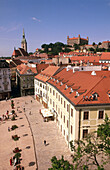 City rooftops and castle. Bratislava. Slovakia.