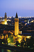 View to the Church of Santa Anastasia and Torre dei Lamberti. Verona. Veneto, Italy