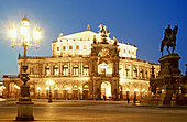 Semper Opera in Dresden at night. Saxony. Germany