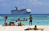 Cruise ship, Playa del Carmen. Caribbean, Quintana Roo, Mexico