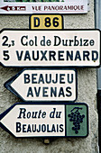 Vineyard signs. Burgundy, France