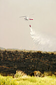 Helicopter fighting the Tehachapi fire in the Mojave Desert