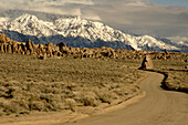 Alabama Hills and Mt. Whitney Range just outside of Lone Pine in California, USA.