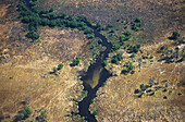 An Aerial view of the Okavango Delta, Botswana.