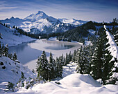 Winter, Iceberg Lake and Mount Baker. Mount Baker Wilderness. Washington. USA.